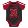Nebraska Cornhuskers Baby Black Red 3 Piece Creeper Set - Image 5