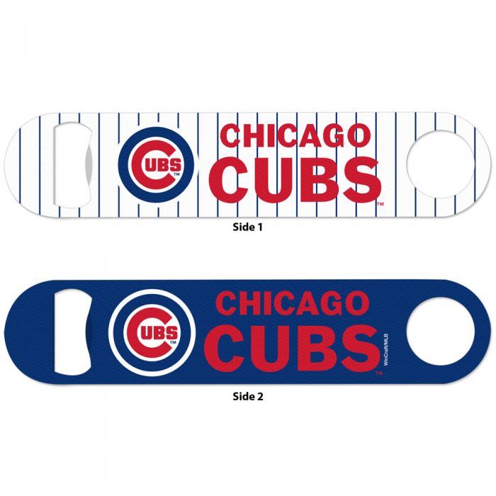 Chicago Cubs White Pinstripe Metal Bottle Opener 2-Sided