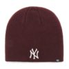New York Yankees 47 Brand Dark Maroon Raised Beanie Hat