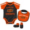 Oklahoma State Cowboys Baby Black Orange 3 Piece Creeper Set - Image 6