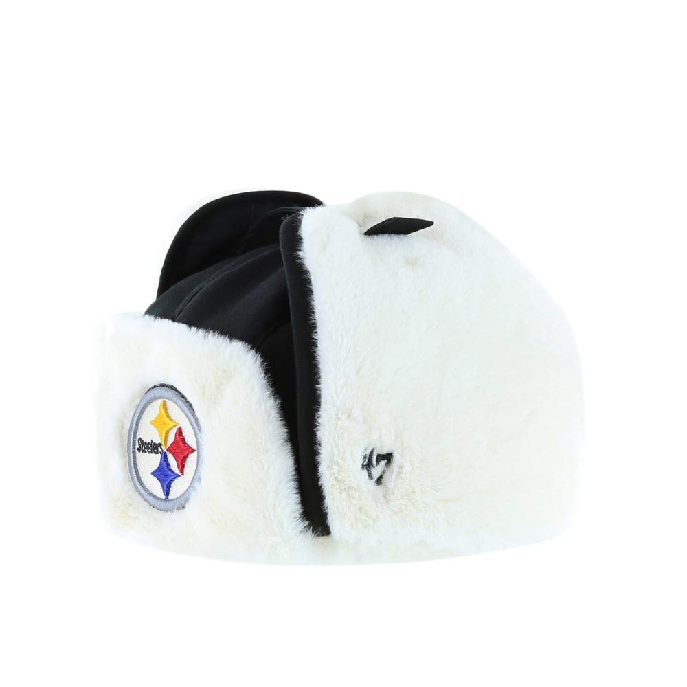 Pittsburgh Steelers 47 Brand Black Trapper Knit Winter Hat - Image 2