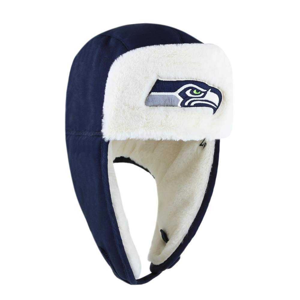 Seattle Seahawks 47 Brand Navy Trapper Knit Winter Hat - Image 5