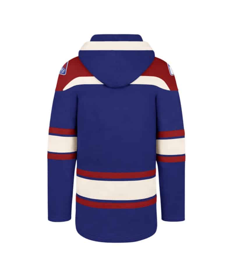 New York Rangers Men's 47 Brand Royal Blue Pullover Jersey Hoodie - Image 2