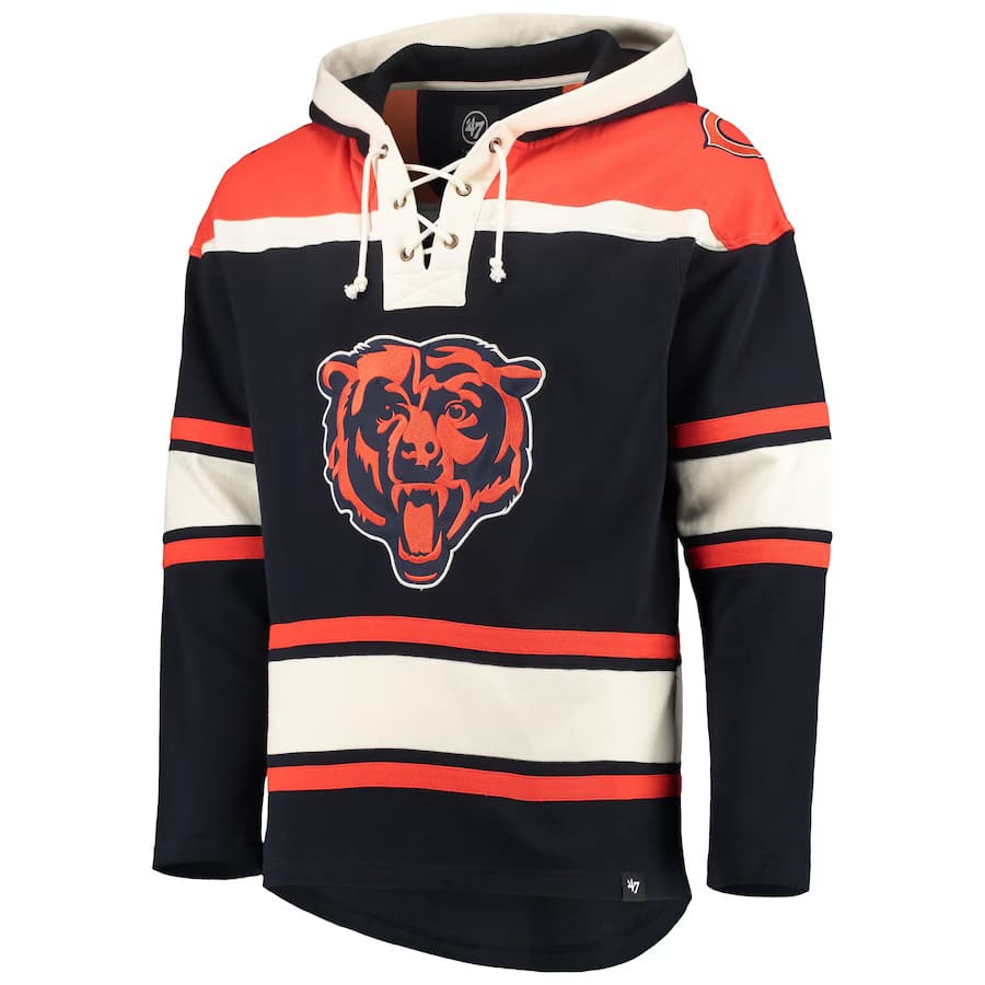 Chicago Bears Men's 47 Brand Classic Navy Pullover Jersey Hoodie - Image 2