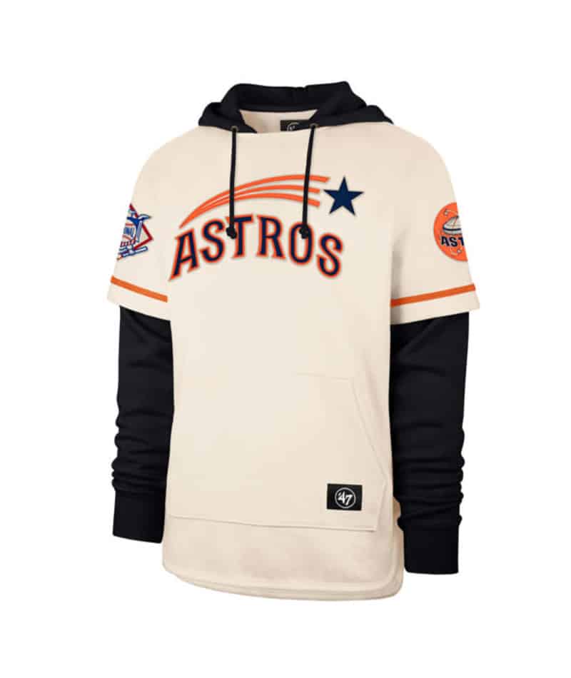 Houston Astros Men's 47 Brand Cooperstown Cream Shortstop Pullover Hoodie