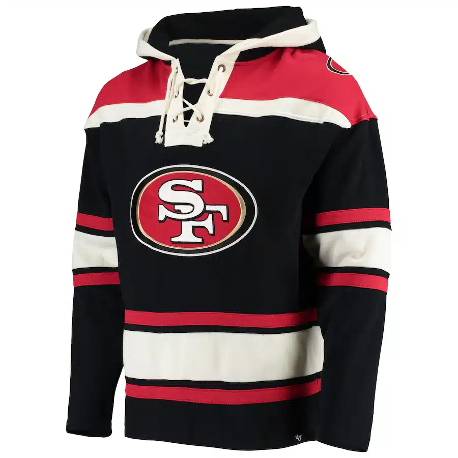 San Francisco 49ers Men's 47 Brand Black Pullover Jersey Hoodie - Image 2