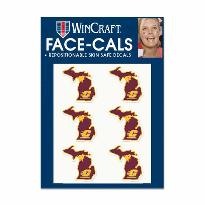 Central Michigan Chippewas Michigan Shape Face Cals Temporary Tattoos