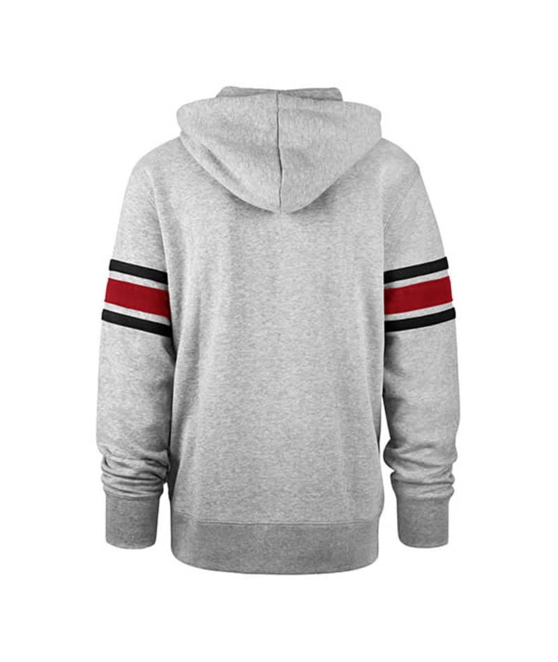 San Francisco 49ers Men's 47 Brand Slate Gray Striped Pullover Hoodie - Image 2