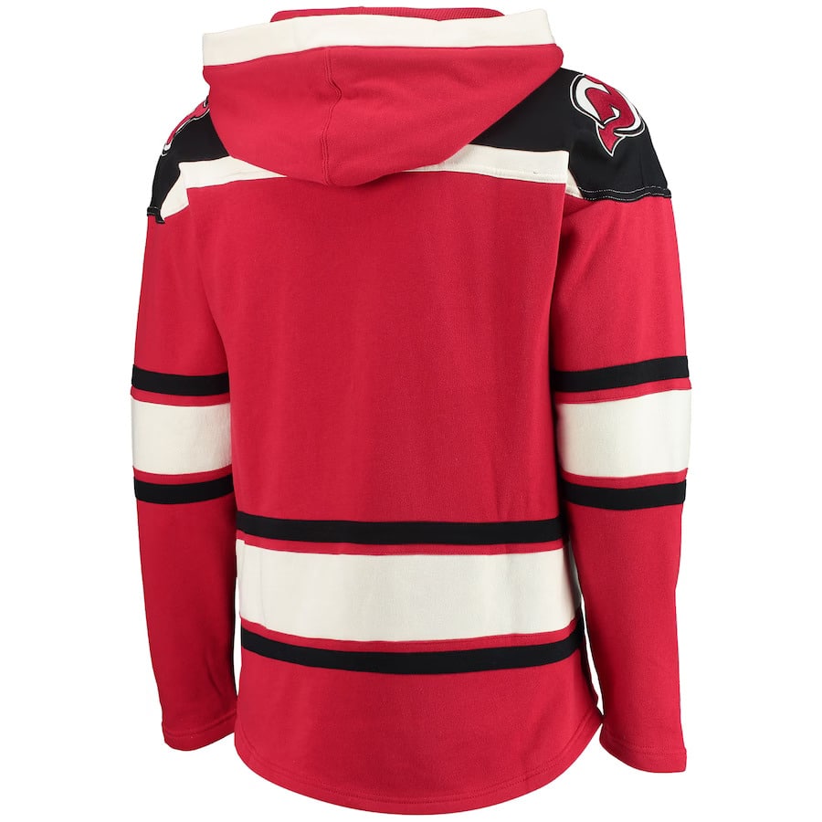 New Jersey Devils Men's 47 Brand Red Pullover Jersey Hoodie - Image 4