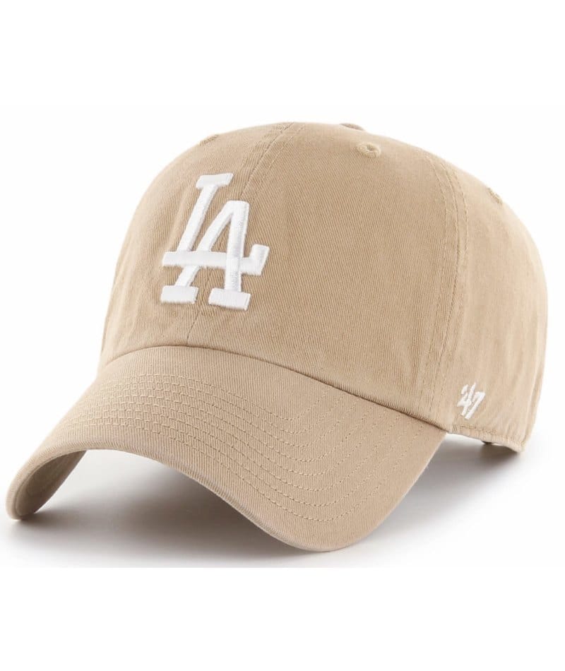 Los Angeles Dodgers 47 Brand White Khaki Clean Up Adjustable Hat