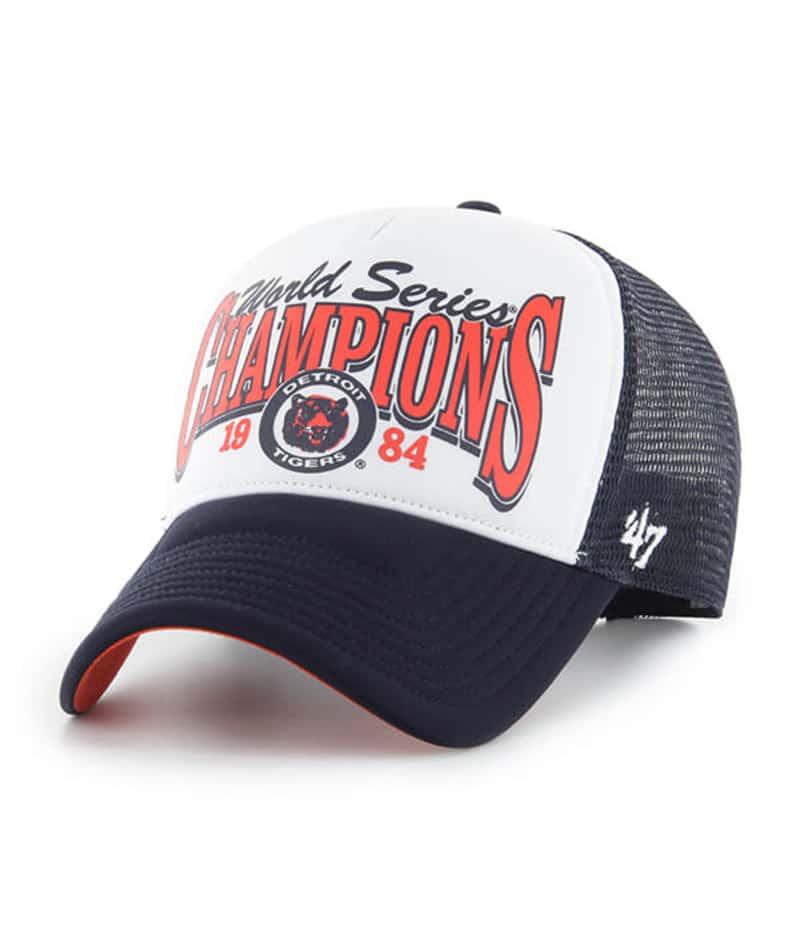 Detroit Tigers 47 Brand Navy Foam 1984 World Series Champions Mesh Snapback Hat - Image 4