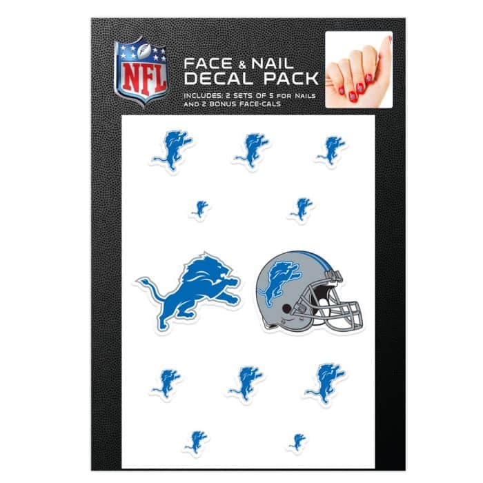 Detroit Lions Face Cals & Fingernail Tattoos