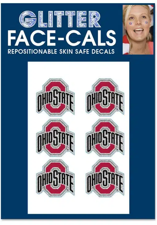 Ohio State Buckeyes Temporary Tattoos Glitter Face Cals
