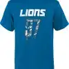 YOUTH Aidan Hutchinson Detroit Lions Drip Blue T-Shirt Tee - Image 3