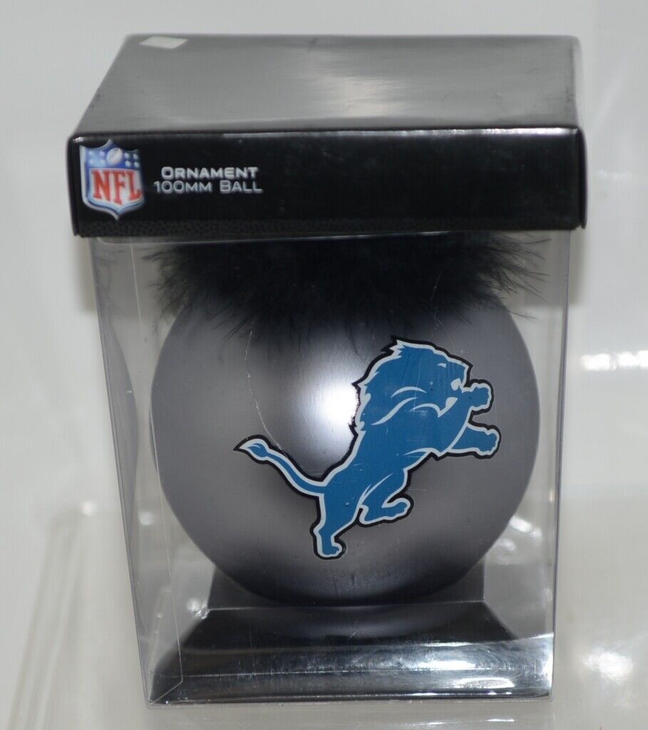 Detroit Lions Silver Ball Ornament with Fur 100MM