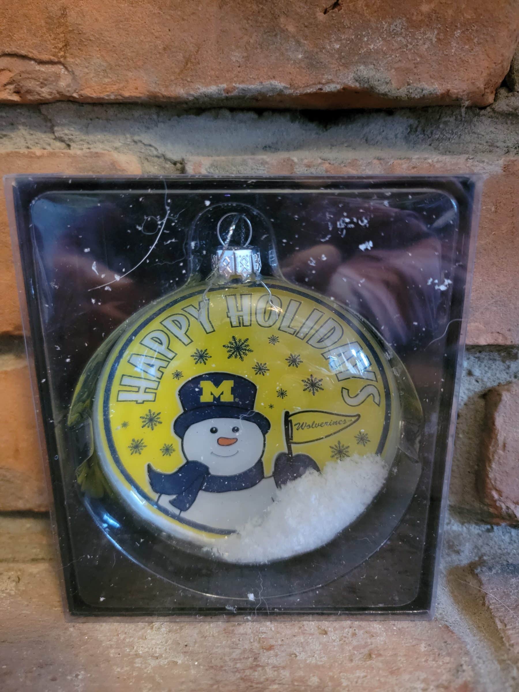 Michigan Wolverines Snow Globe Disc Ornament