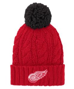 Detroit Red Wings Girls Team Cable Cuff Knit Pom Red Beanie Hat