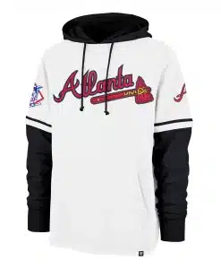 Atlanta Braves Men's 47 Brand Cooperstown White Shortstop Pullover Hoodie