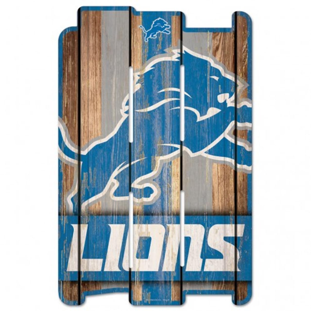 Detroit Lions Logo Wood Fence Style Sign 11"x17"