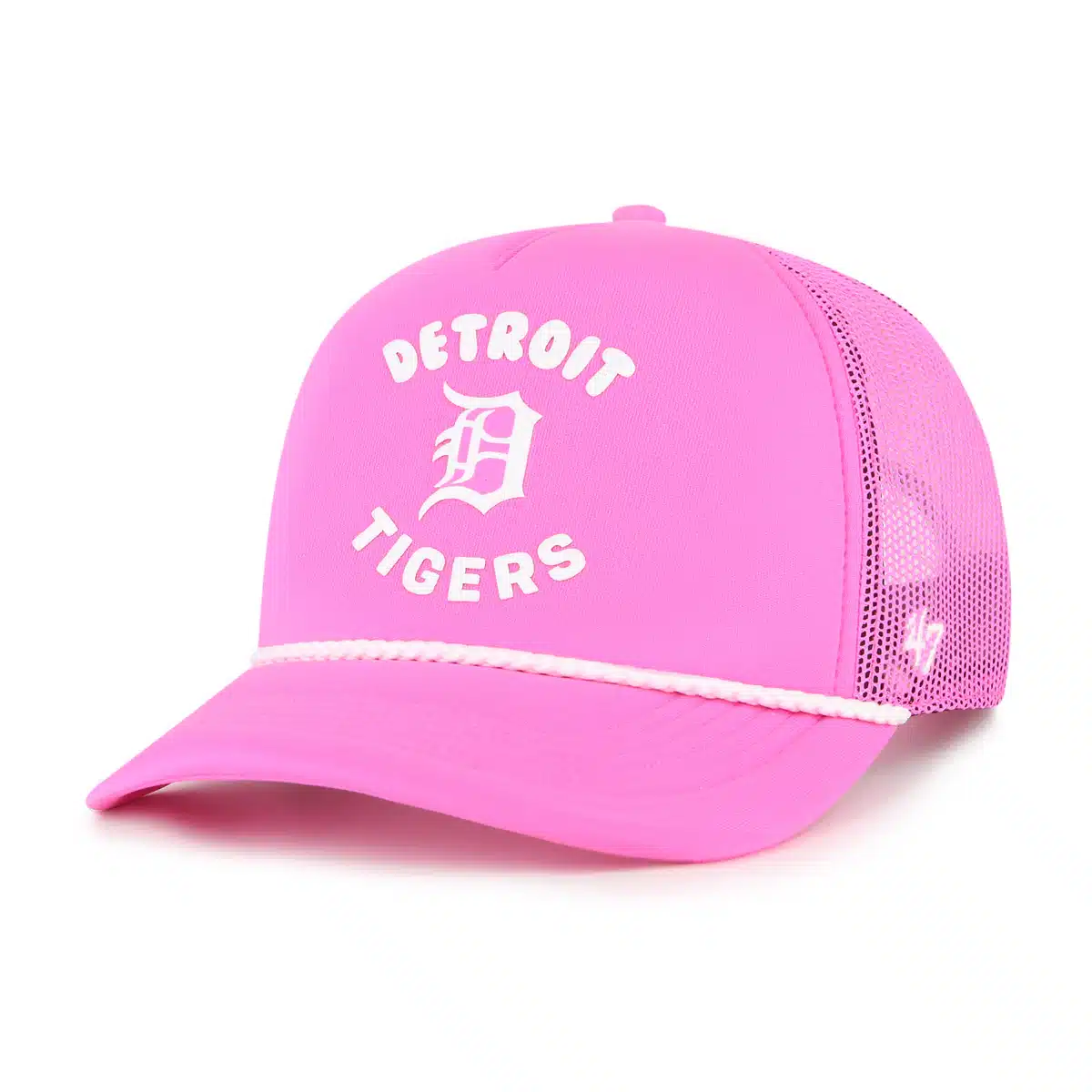 Detroit Tigers Women's 47 Brand Luminance Bright Pink Mesh Snapback Hat