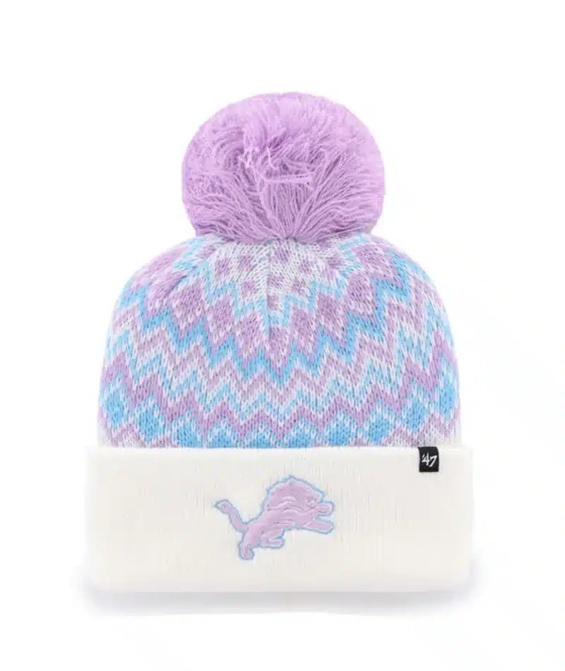 Detroit Lions Women's 47 Brand White Light Purple Elsa Cuff Knit Hat