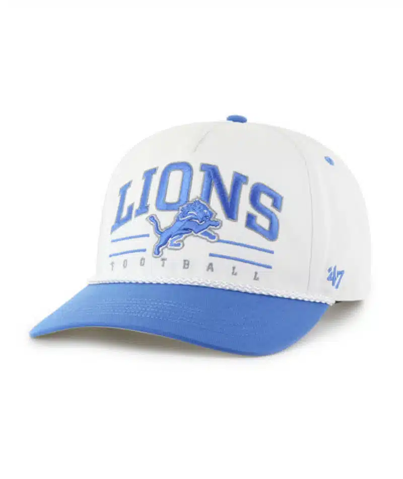 Detroit Lions 47 Brand White Roscoe Hitch Snapback Hat