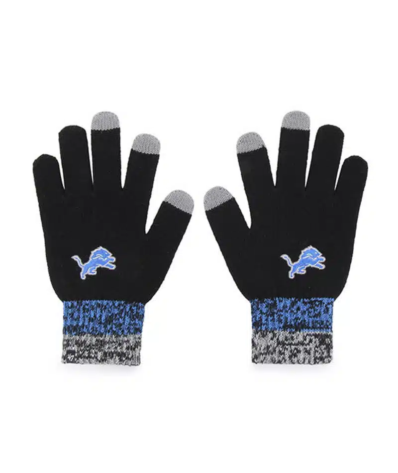Detroit Lions Men's 47 Brand Static Black Gloves